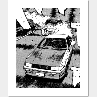 JDM Japanese Drift Racer Drifting Car Anime Manga Eurobeat Intensifies Racing Aesthetic Posters and Art